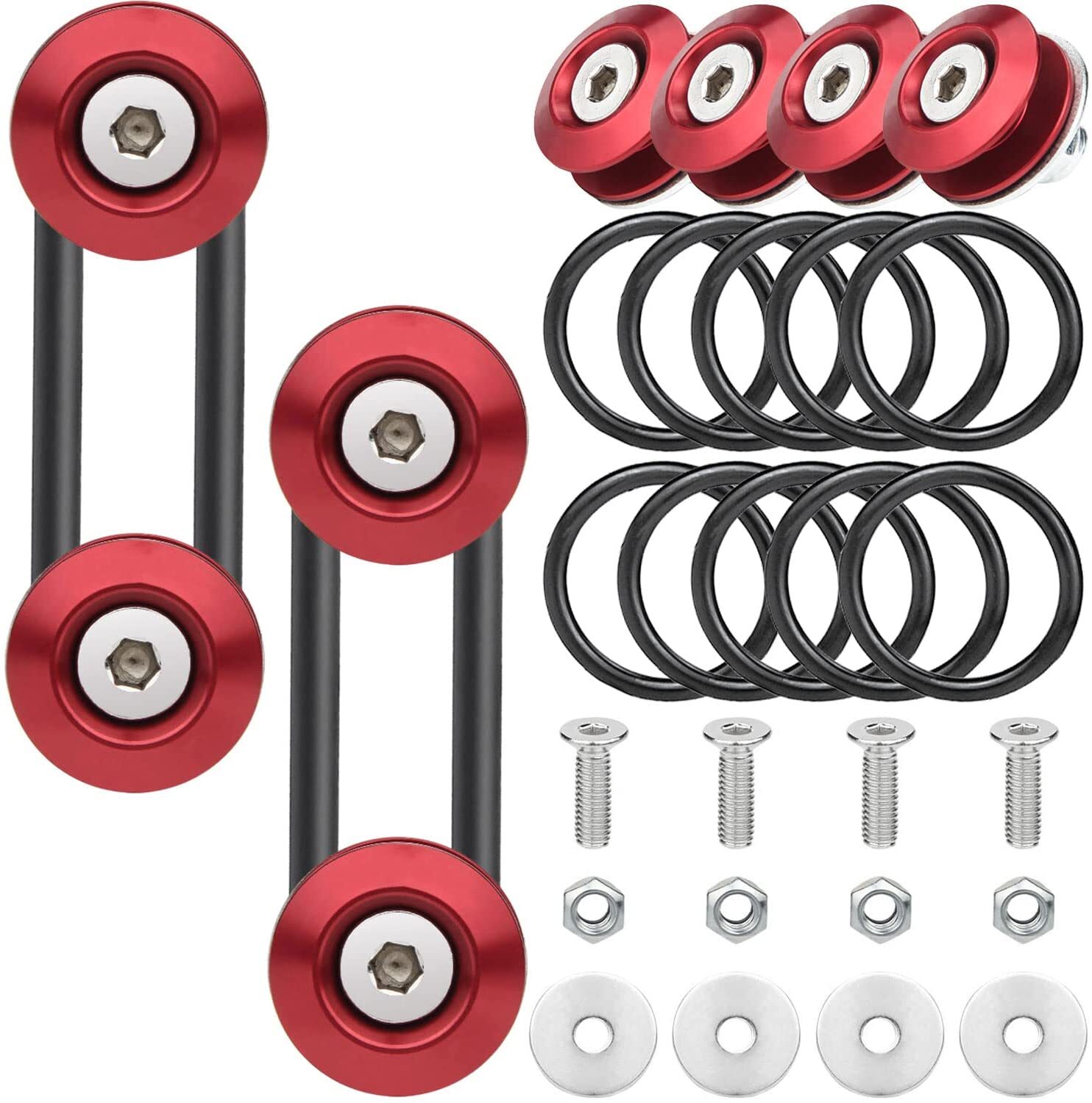 8PCS Red Bumper Quick Release Front Rear Bumper Fastener Trunk Fender clip kits