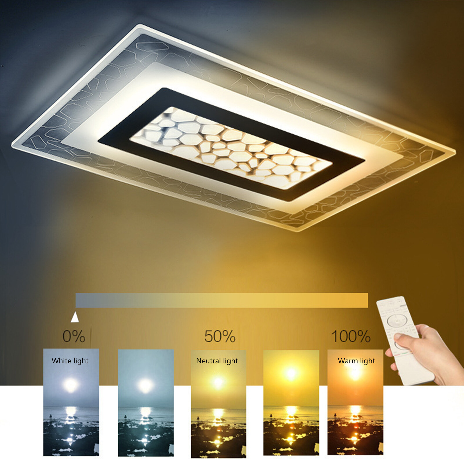 Acrylic LED Ceiling Light Modern Flush Mount Light Chandelier W/Remote Control