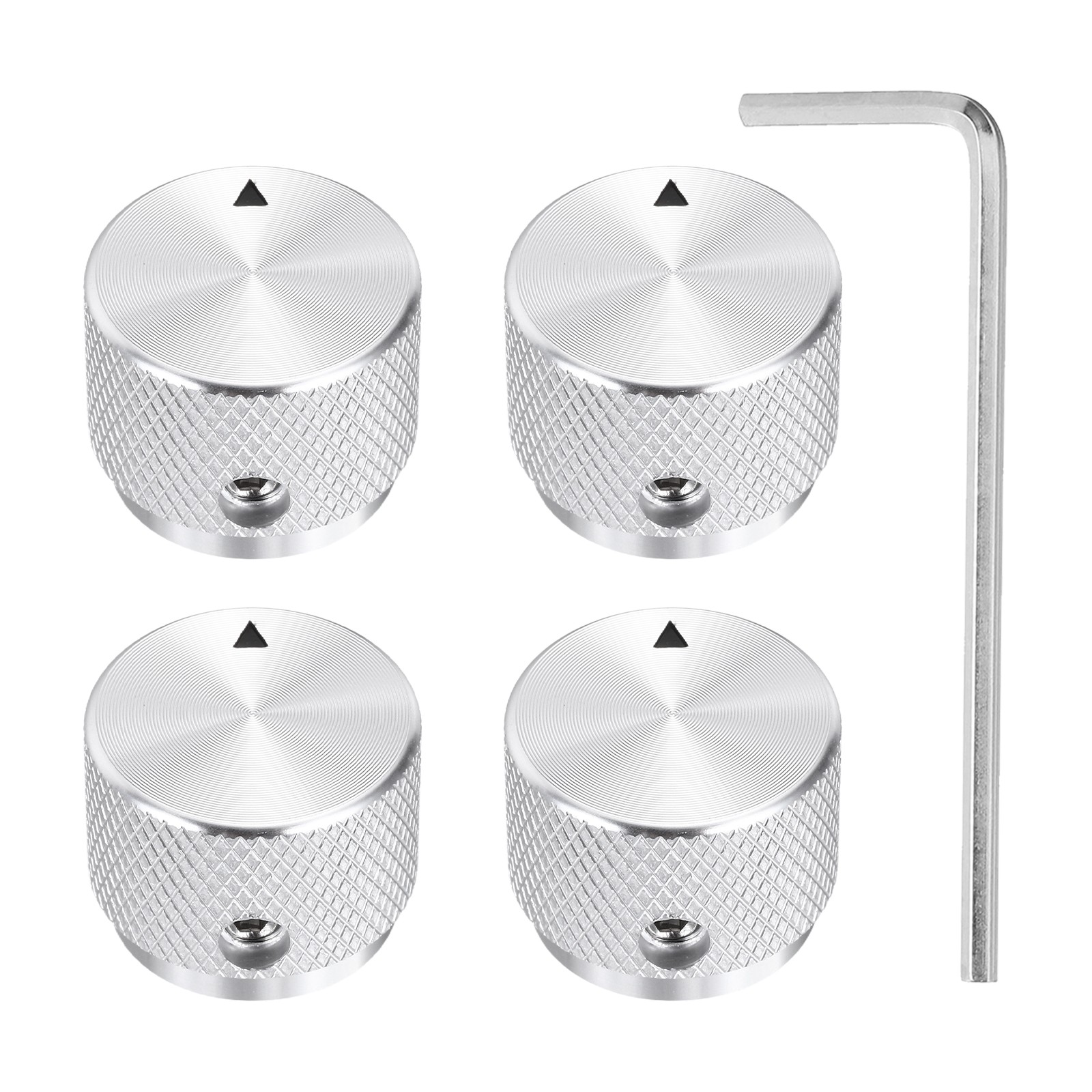 4 Pcs Aluminium Knobs, 4mm IDx20mm ODx15.5mm, Arrow Indicator, Silver