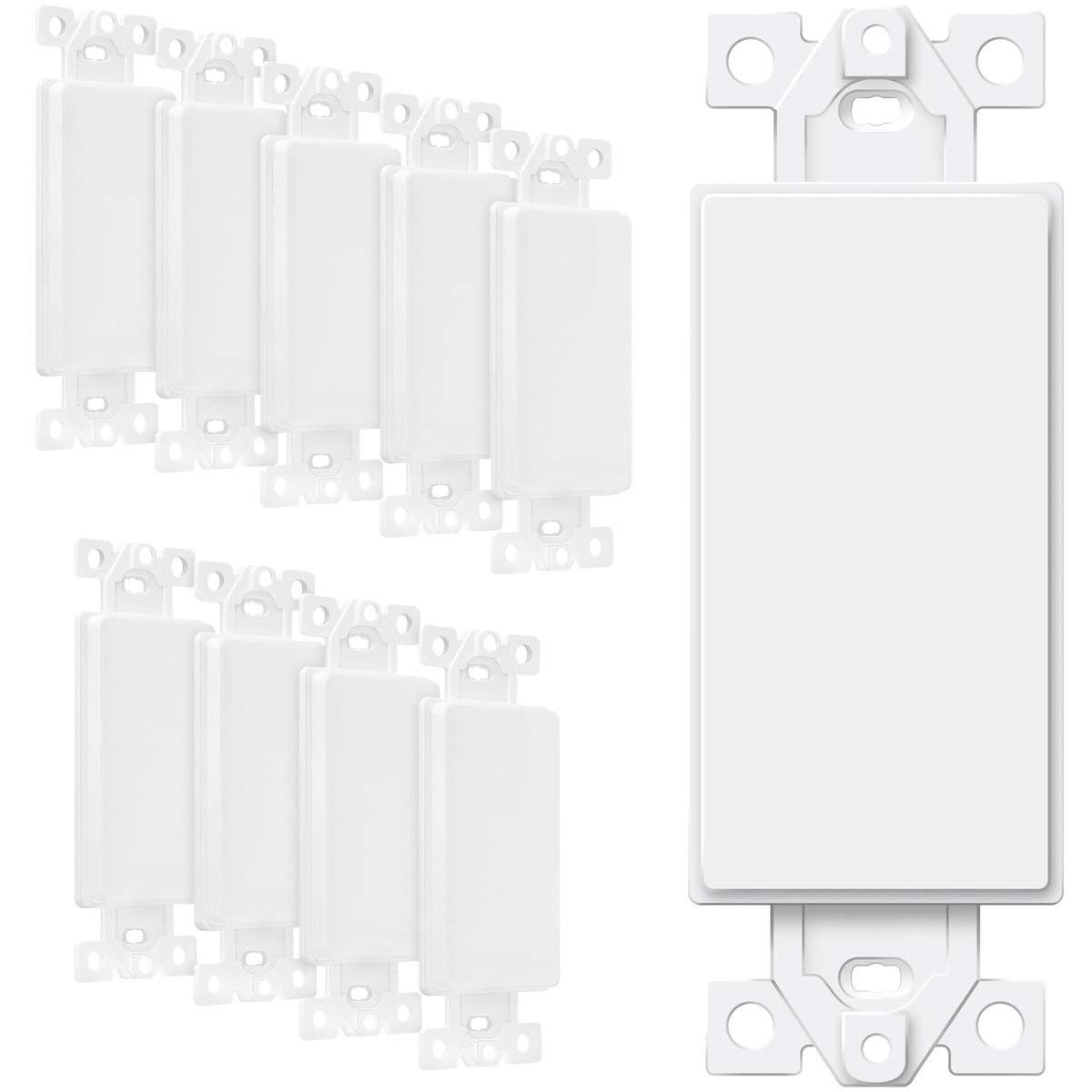 Blank Wall Plate Inserts, Heavy Duty Polycarbonate, 10 Pieces, White