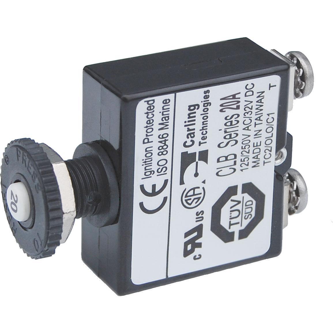 Blue Sea 2134 Push Button Reset Only Screw Terminal Circuit Breaker - 20 Amps