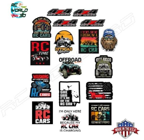 RC CAR TRUCK CRAWLER RACER STICKER PACK 12PCS /24PCS SMALL SIZE VINYL / PAPER