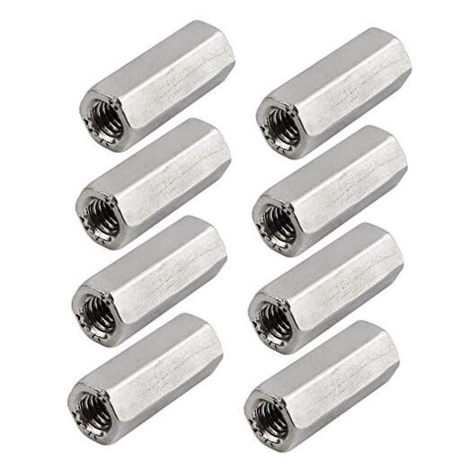 Pack of 8 M6 X 1.0-Pitch 30mm Length Hex Width 10mm Metric Hex Coupling Nut