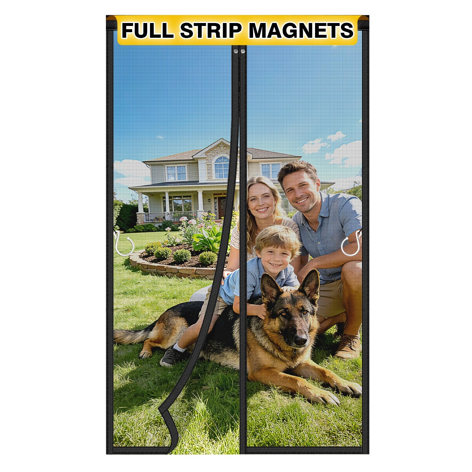HOFUDON Upgraded Magnetic Screen Door Mesh, Fits Size 36'' x 80'', Black