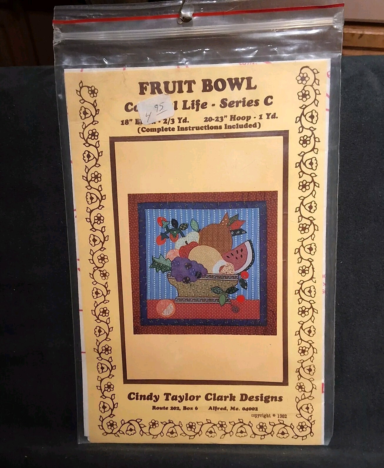 Colossal Life Series C Fruit Bowl 1982 Maine Quilt Pattern NEW Cindy Clark