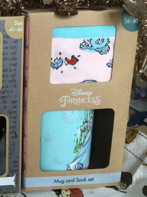 DISNEY CINDERELLA MUG & SOCKS GIFT SET SHOE SIZE 3-7 BRAND NEW PRIMARK