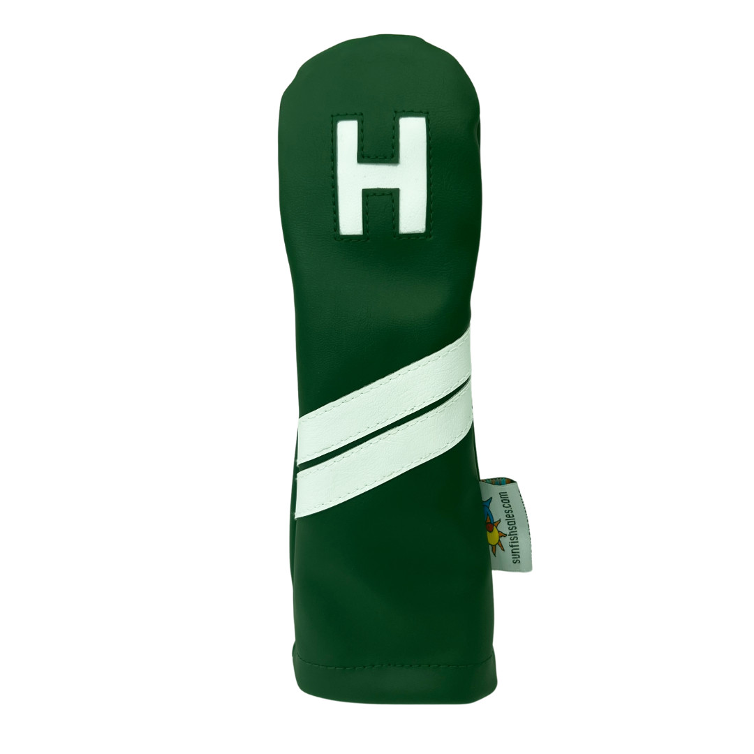 Sunfish leather golf hybrid utility headcover - green and white H !