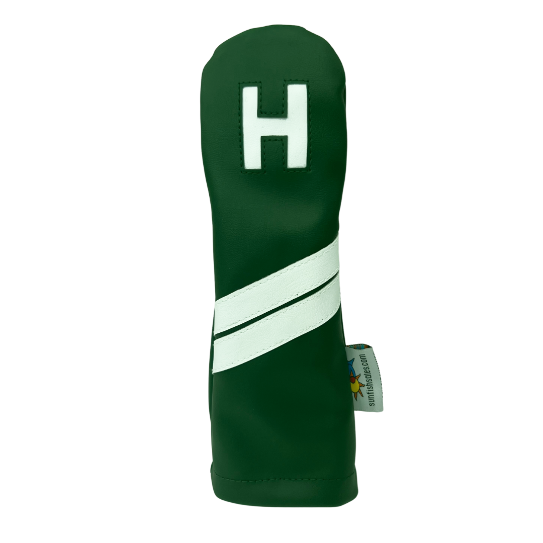 Sunfish leather golf hybrid utility headcover - green and white H !