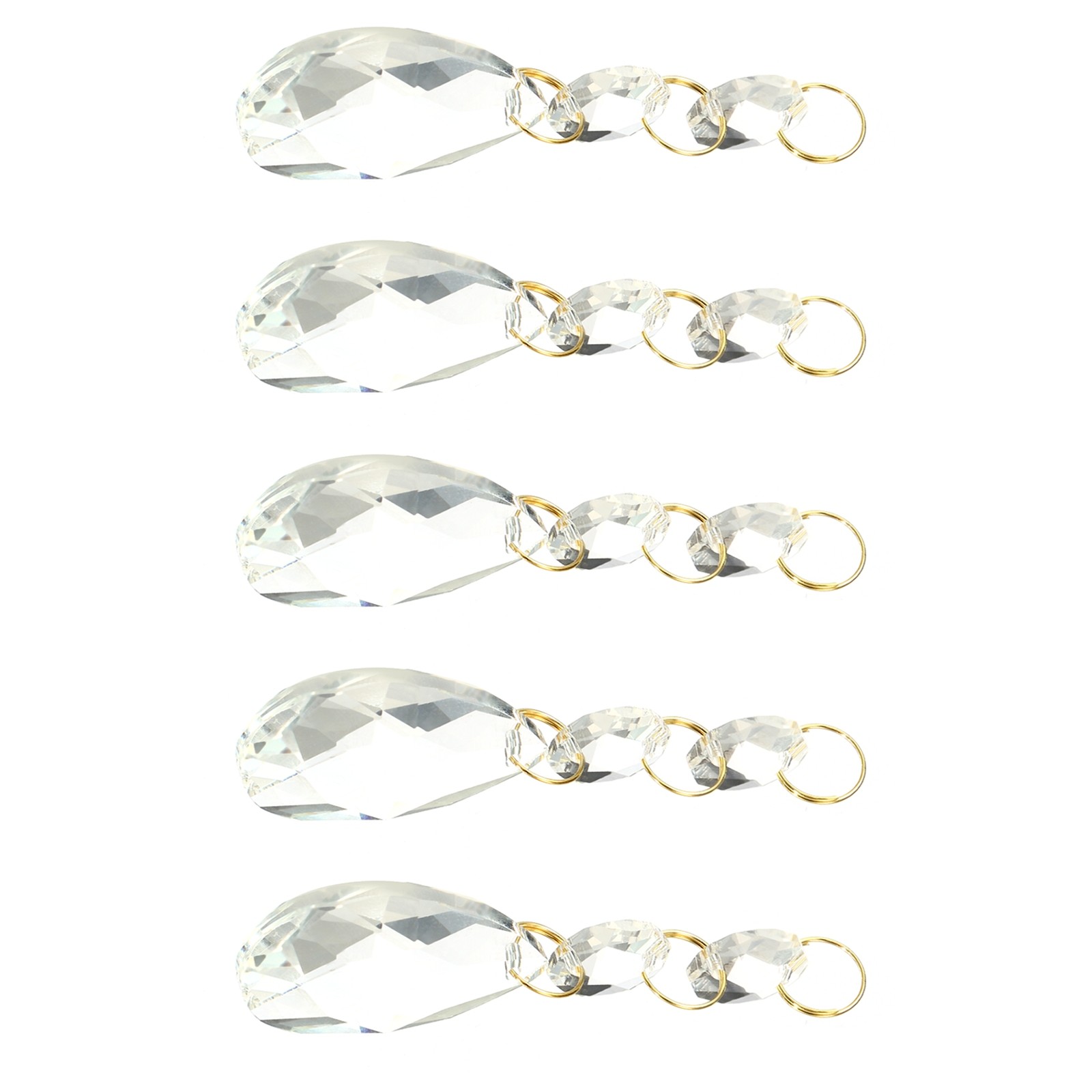 5Pcs 38mm Crystal Teardrop w 14mm Octagonal Bead for DIY
