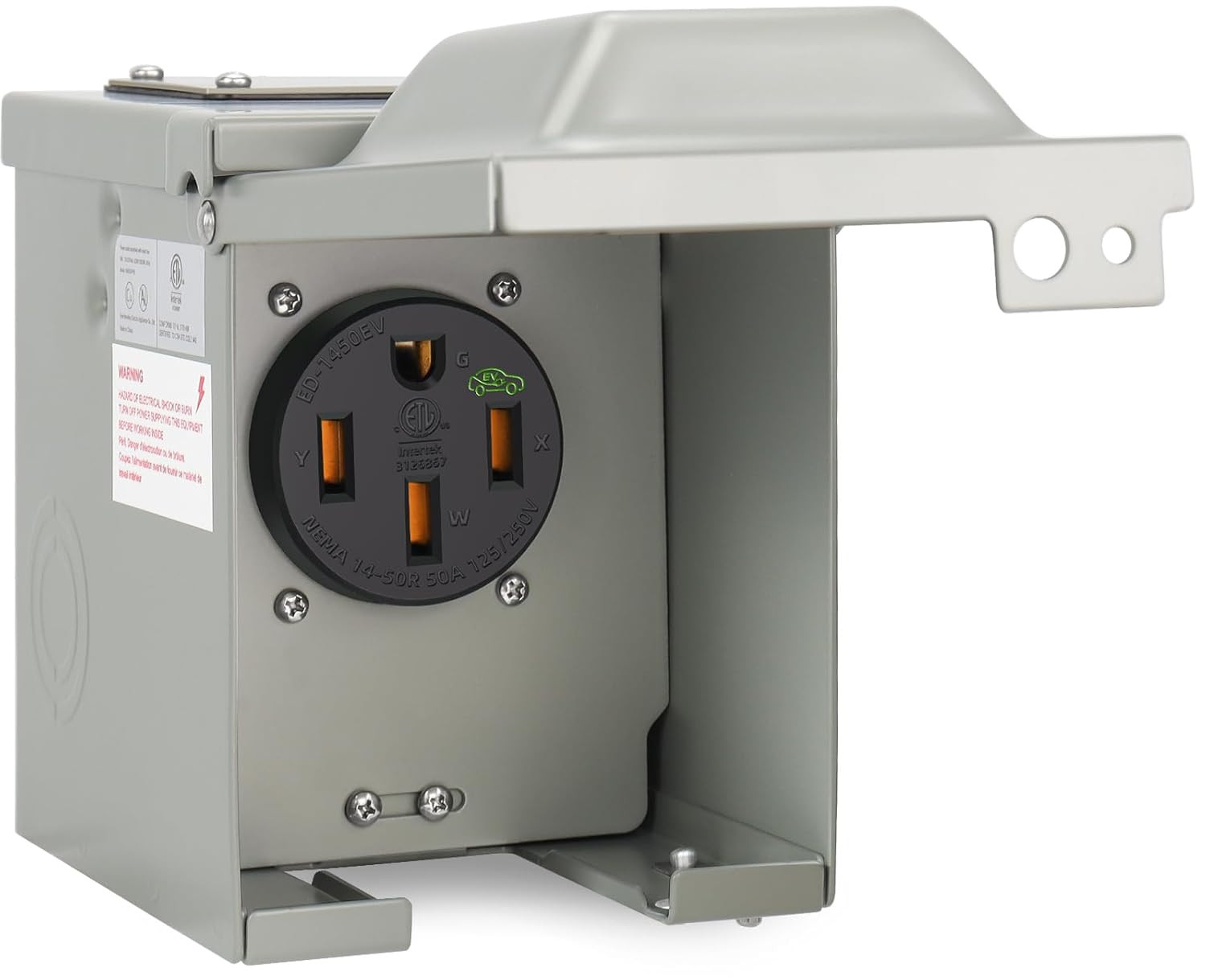 50 Amp 125/250 Volt EV Power Outlet Box, NEMA 14-50R 50 Amp EV Charging Receptac