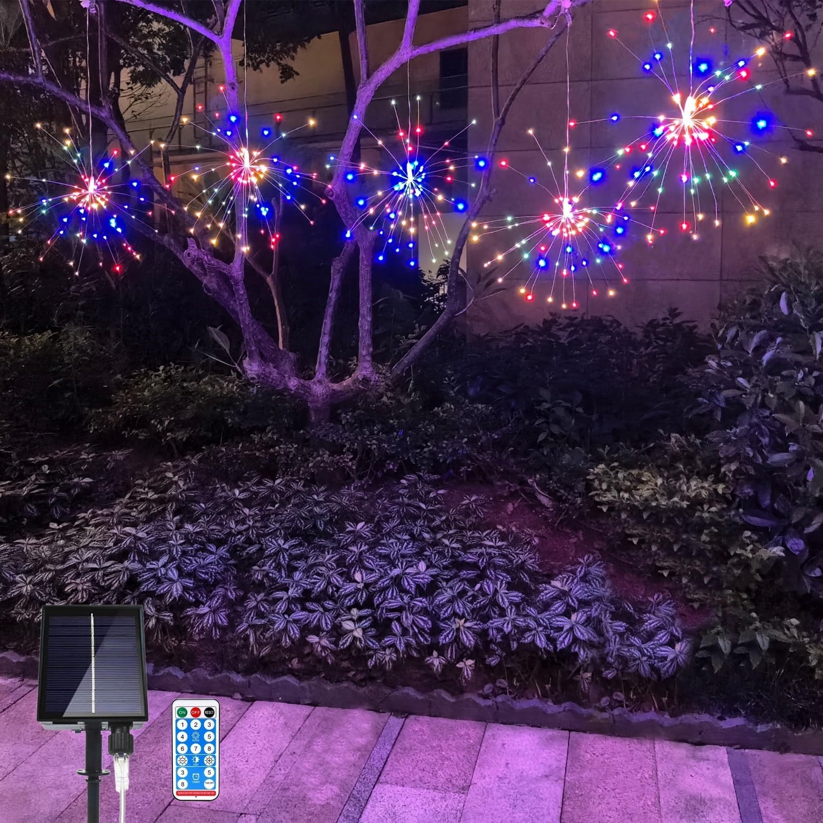 5 Pack Solar Firework Lights, 450 LED 8 Modes Dimmable Waterproof Hanging DIY