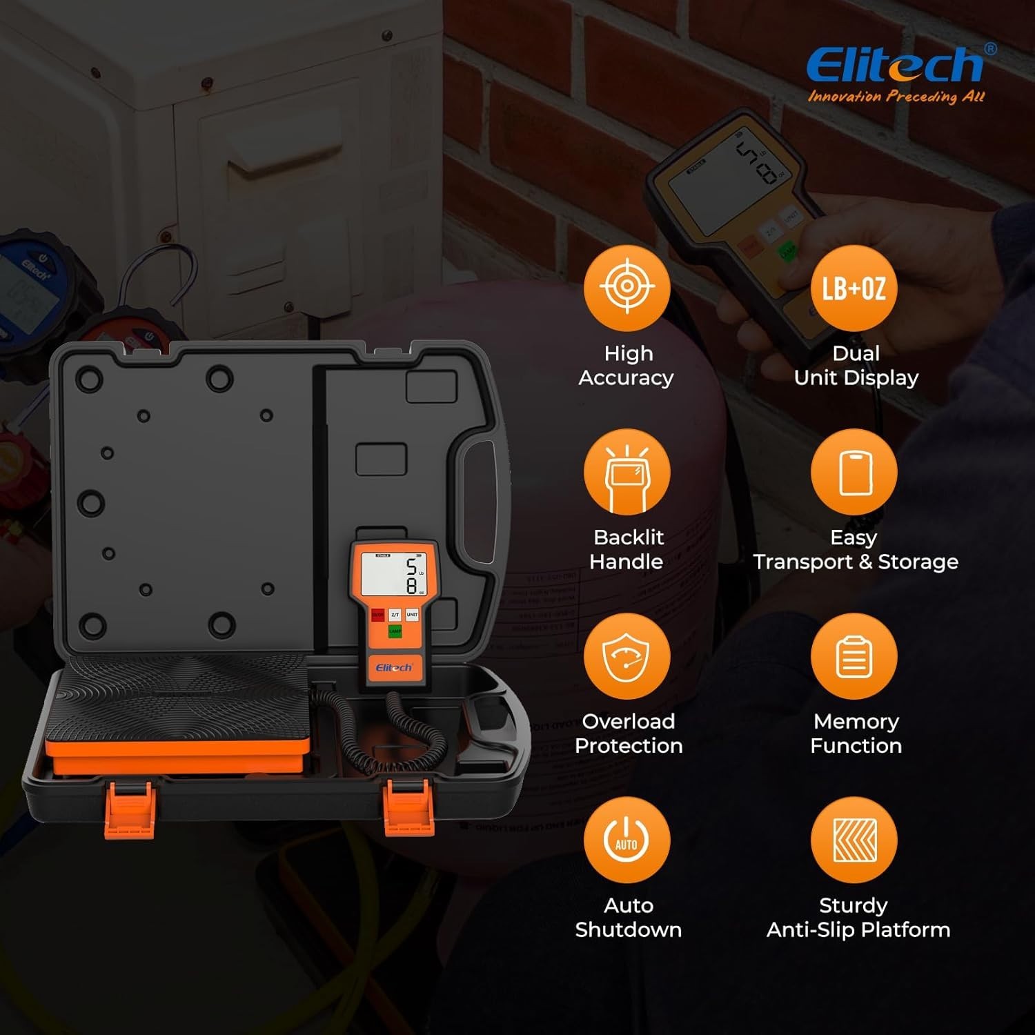 Freon Charging Weight Scale with Backlit LCD Display for HVAC Professionals