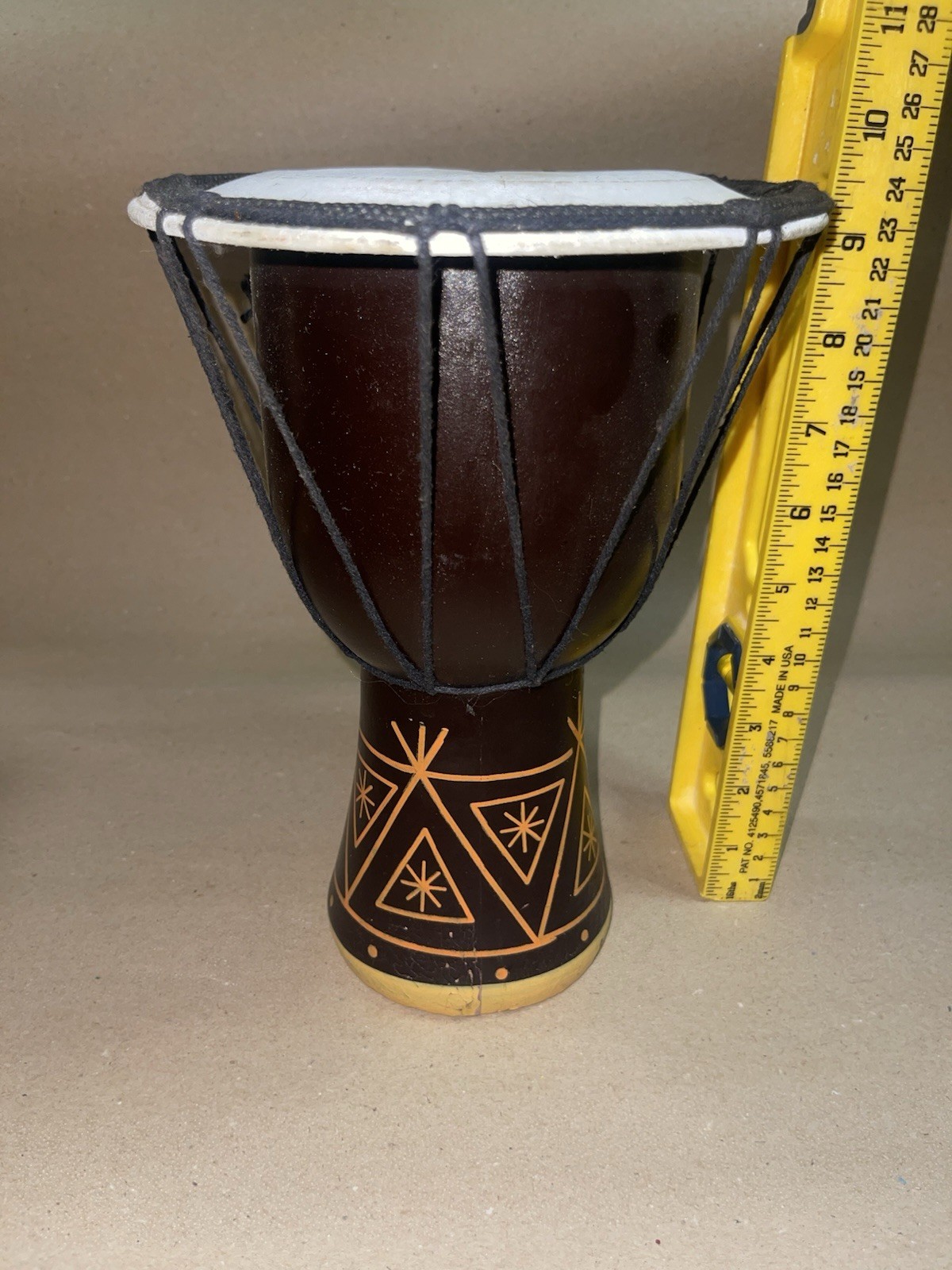 Vintage Djembe Hand Percussion Drum Base 9.5" Tall X 7" Diameter