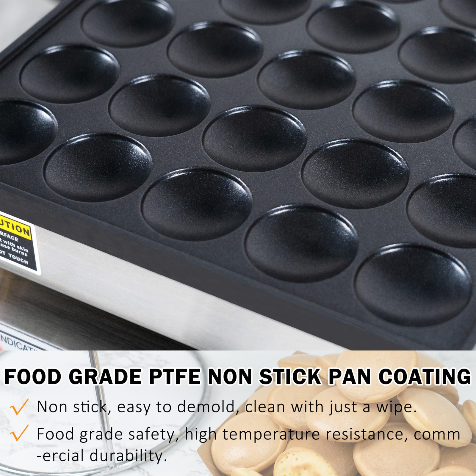 Mini Pancake Maker, 25-Cup Commercial Dutch Pancake Machine, 950W Non-Stick E...