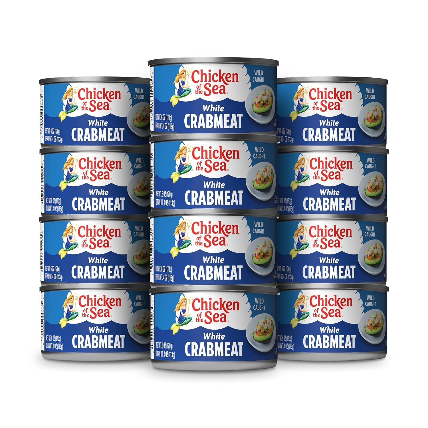 White Crab Meat, 6 Oz. Cans (Pack of 12), High in Calcium, Wild Caught Canned Cr