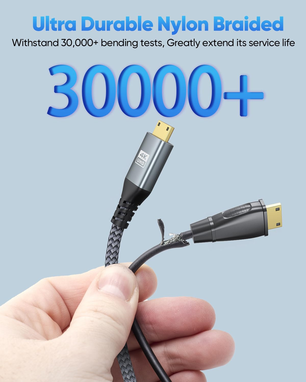 4K Micro HDMI to Mini HDMI Cable 3.3FT for Raspberry Pi 5/4 Camera to Portable M