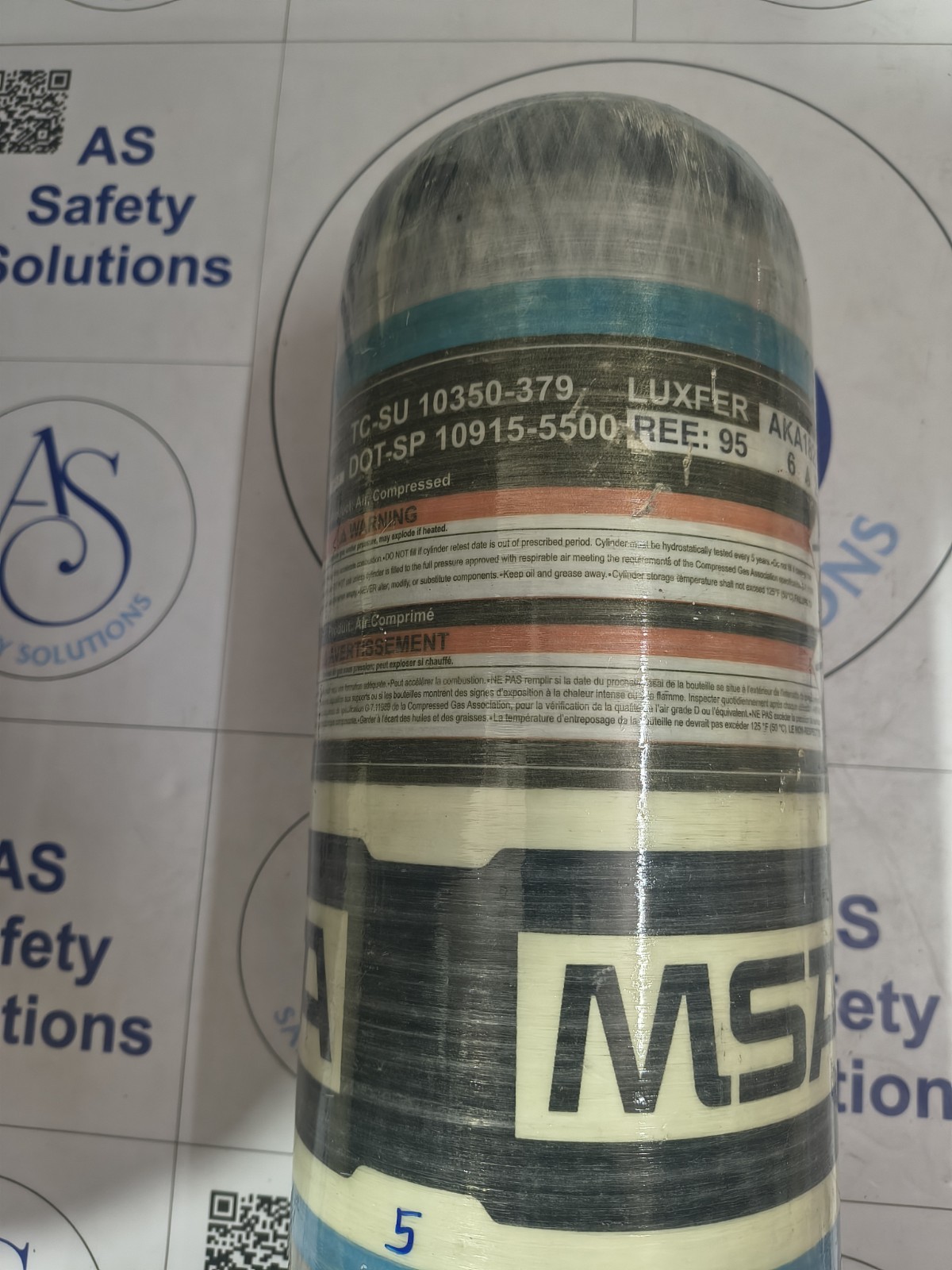 MSA composite SCBA breathing air cylinder without valve