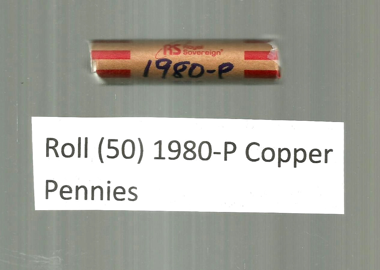 Roll (50) 1980-P Copper Pennies from Circulation
