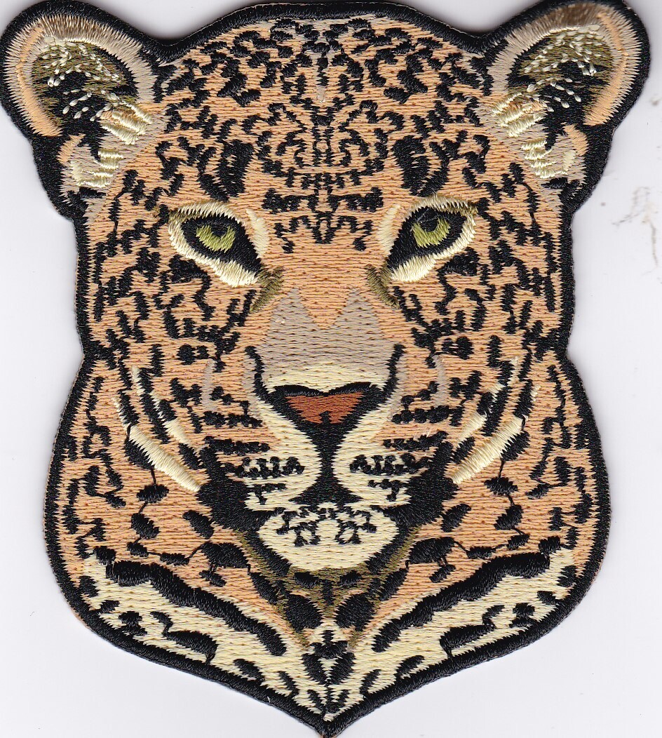 LEOPARD SEW/IRON PATCH EMBROIDERED PANTHER TIGER LION CHEETAH CAT BADGE