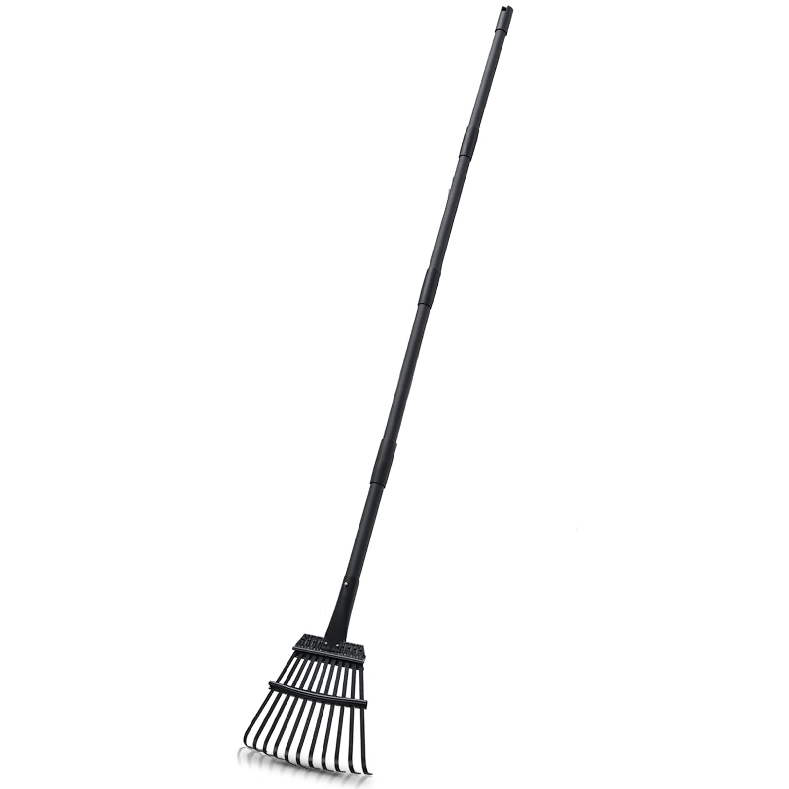 Rake for Leaves Small Metal Garden Tool with 11 Tines 63 Inch Adjustable Hand...