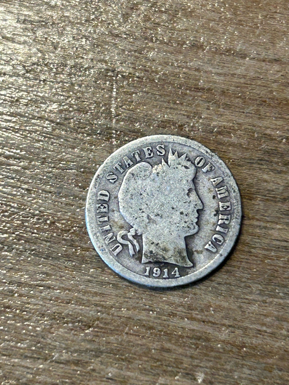 1914S Barber Dime G+