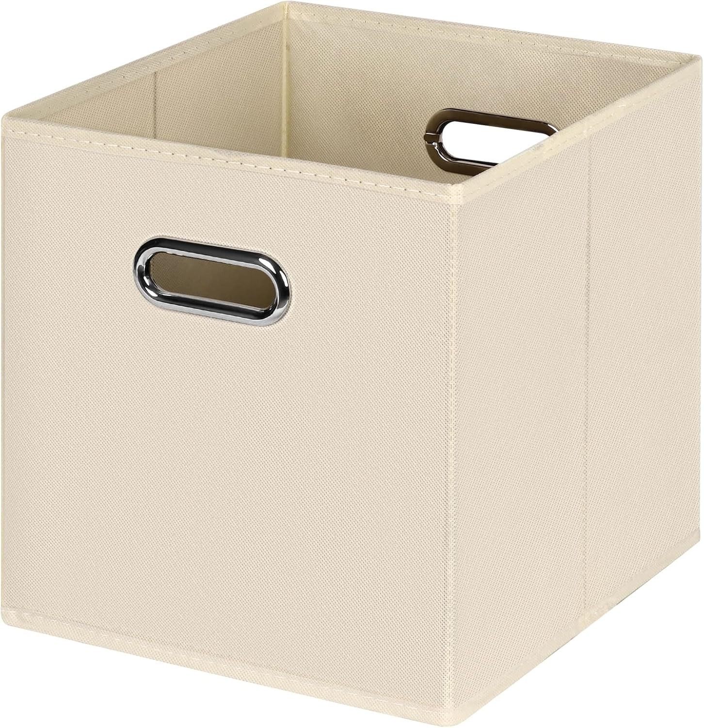 Elegant Foldable Storage Cubes - Creamy-White Fabric Organizer Baskets (11")