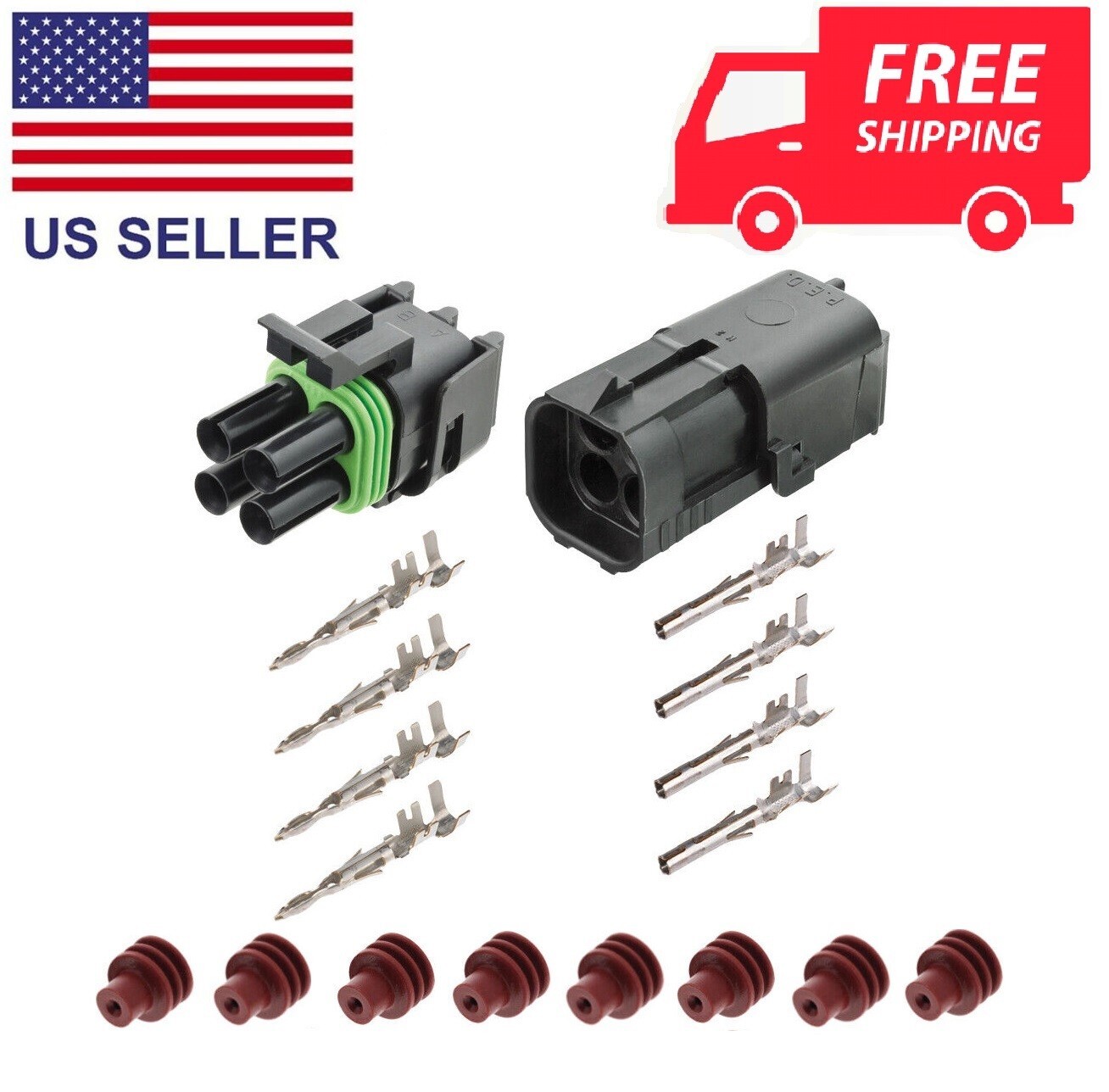 Delphi Weather Pack 4 Pin Sealed Connector Kit 14-16 AWG