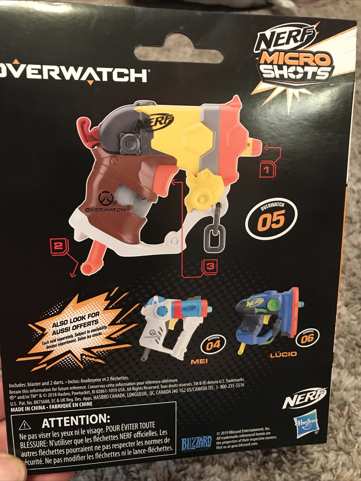 NERF Micro Shots Overwatch ROADHOG ~ Blaster & 2 Darts ~ New In Box