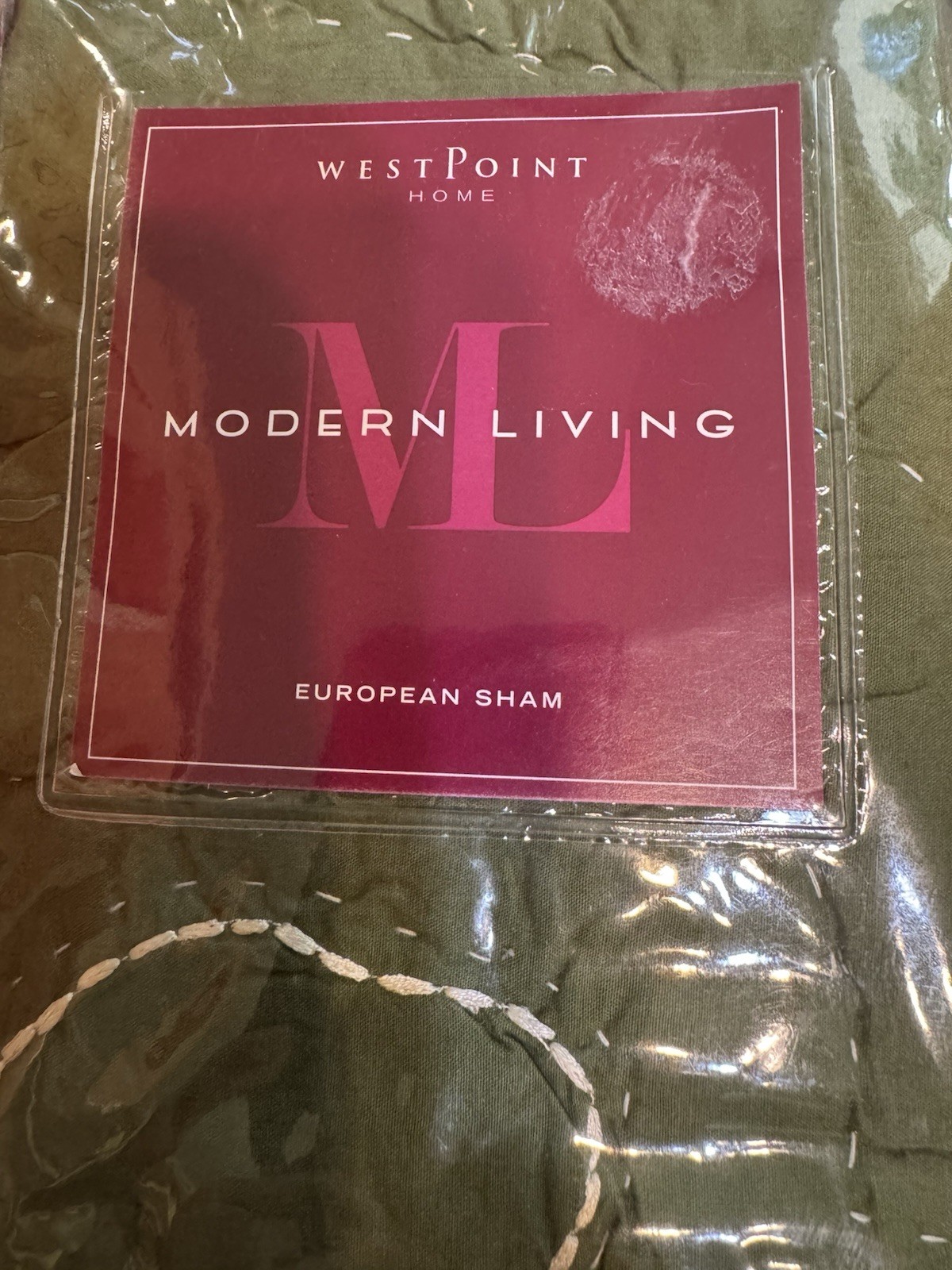 1 WEST POINT HOME MODERN LIVING European Euro Sham Quilted Green 26x26 NIP