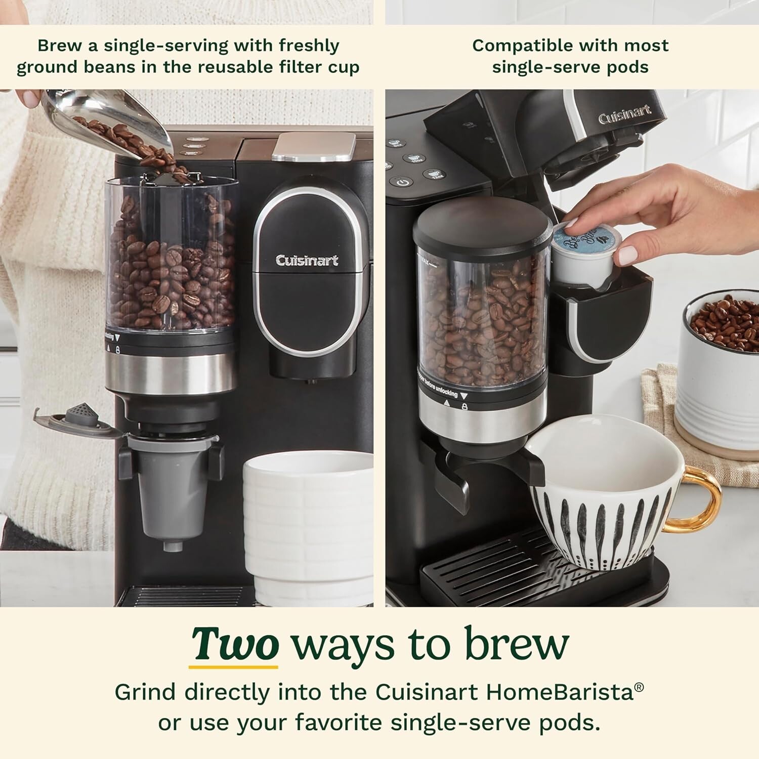 Cuisinart Single-Serve Coffee Maker & Grinder, 48oz Reservoir, Missing Lid
