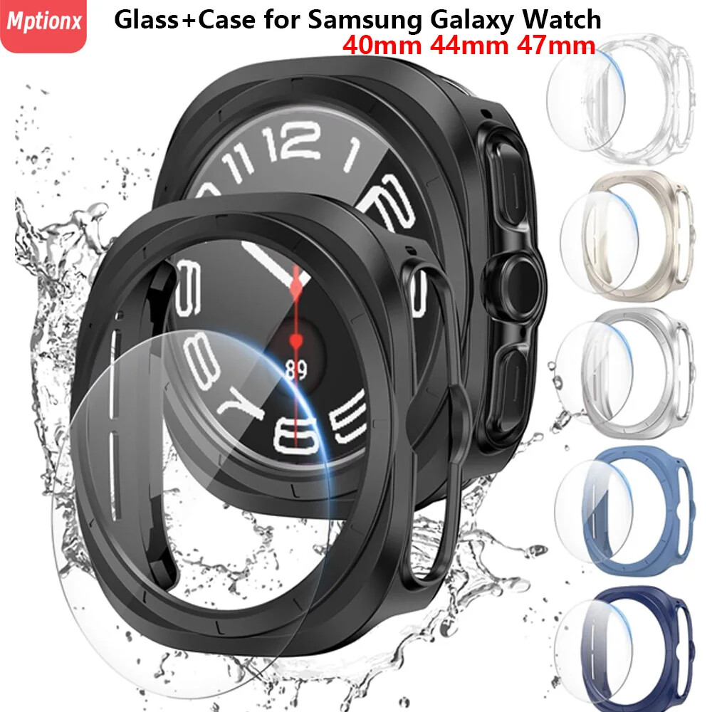 Tempered Glass Full Cover Protective Case for Galaxy Watch 7 40/44mm Ultra 47mm