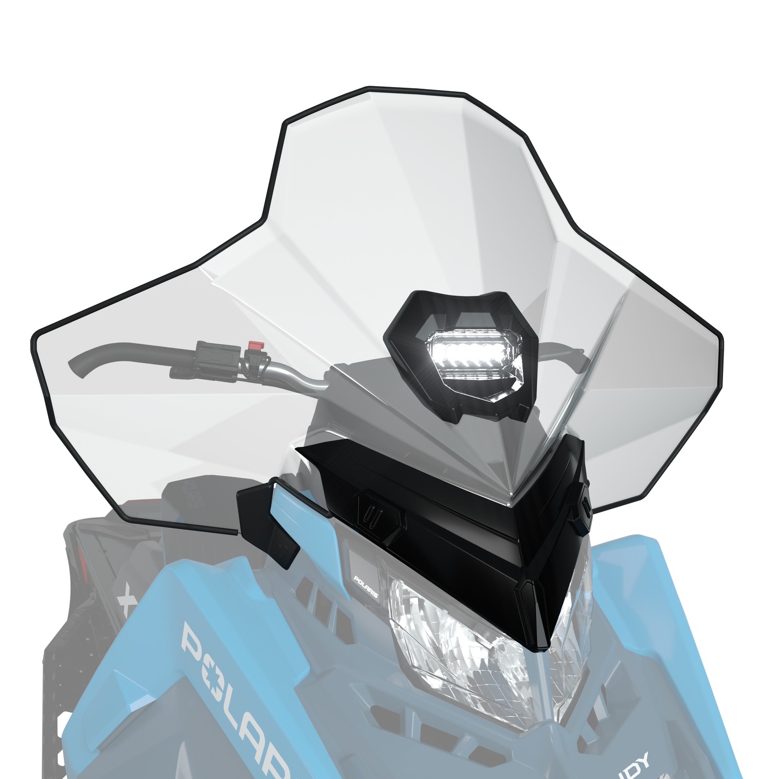 Polaris Integrated Center Auxiliary Light Windshield, Full Coverage