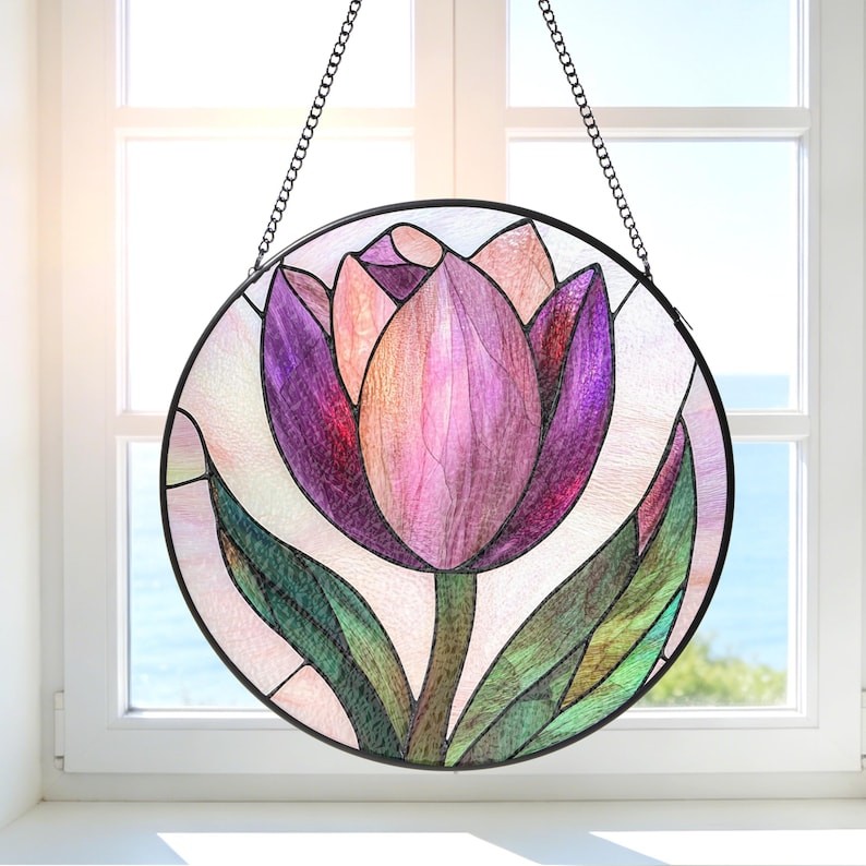 Stained Glass Tulips Suncatcher