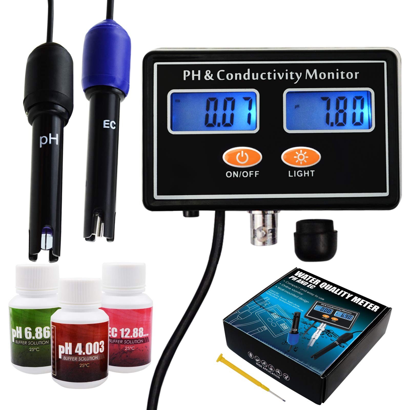 pH/EC Conductivity Meter with ATC Water Quality Tester 0.0-14.0pH / 0~19.99ms...