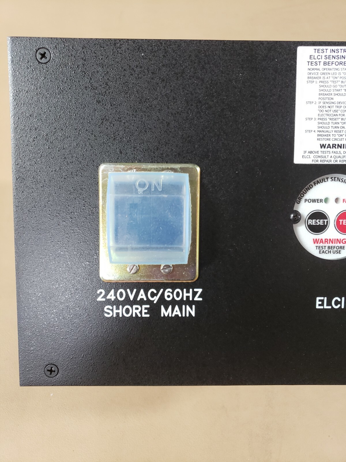 PANELTRONICS 240VAC - 60HZ SHORE POWER BREAKER/ELECTRICAL PANEL