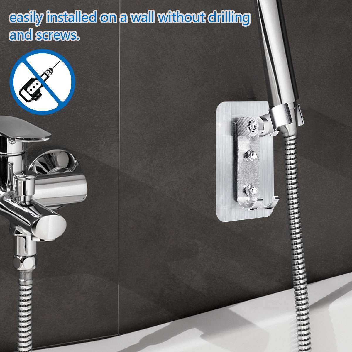 Adjustable Bathroom Shower Head Holder Self-adhesive Wall Mounted Shower Bracket