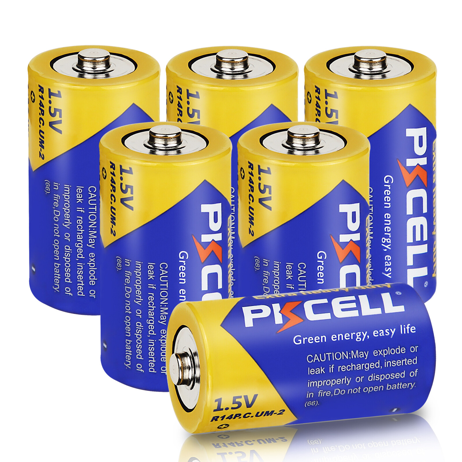 6x Carbon-zinc C Batteries Extra Heavy Duty 1.5V R14P UM-2 E93 R14 for Gas Stove