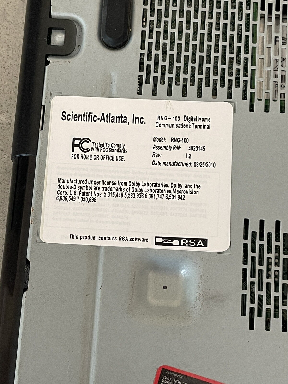 Cisco Comcast Xfinity RNG100 Digital Cable TV Box