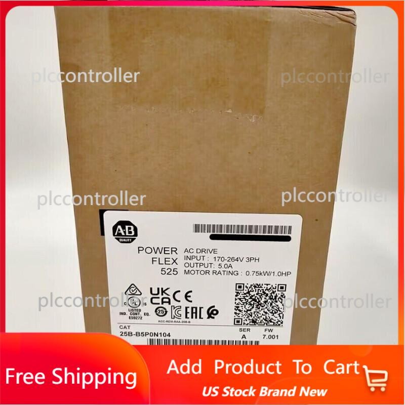 Allen-Bradley 25B-B5P0N104 PowerFlex 525 AC Drive 0.75KW 1.0HP US Free Tax