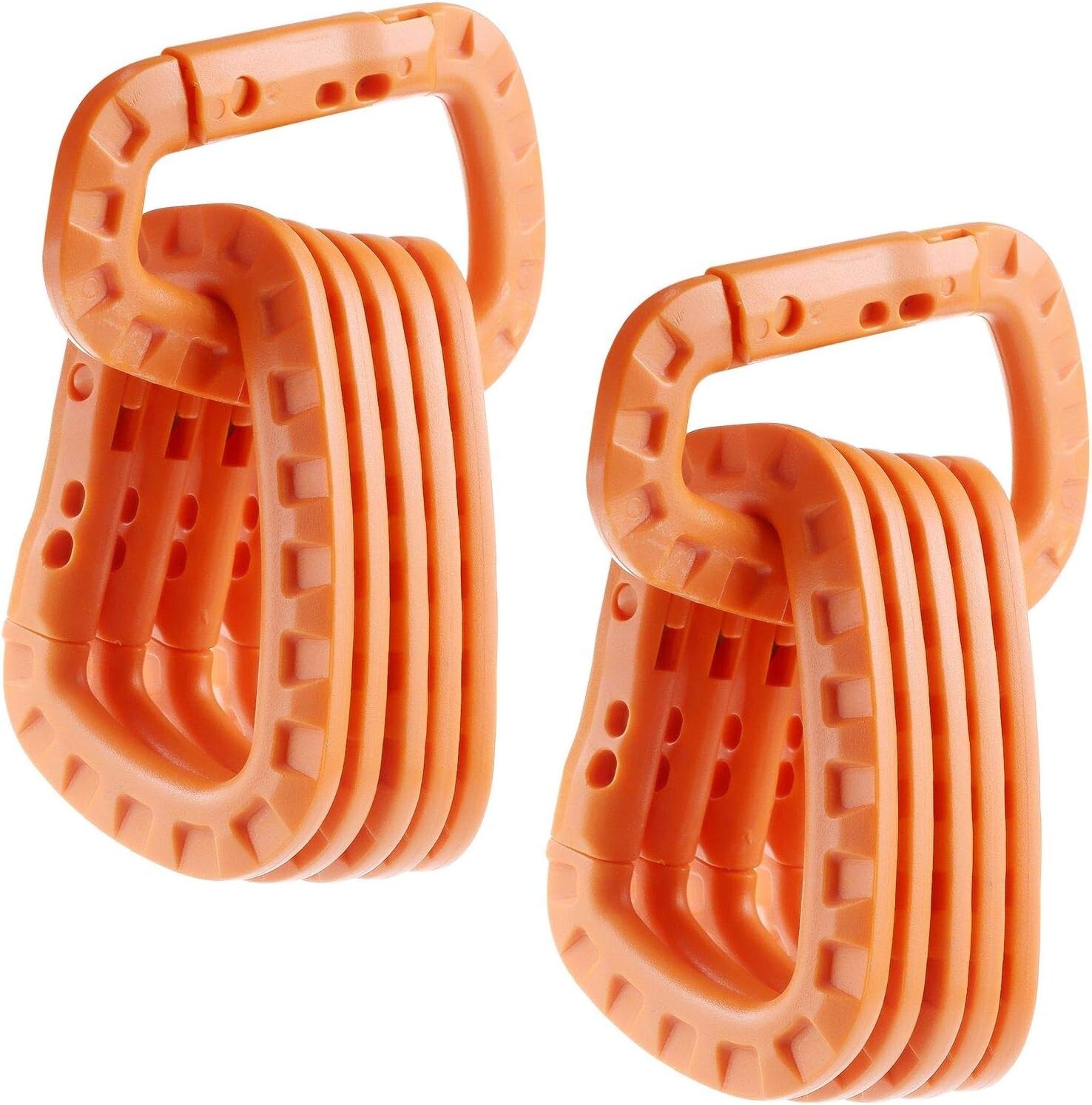 12 Pack Orange Carabiner Keychain Hard Polymer Carabiners Climbing D Rings New