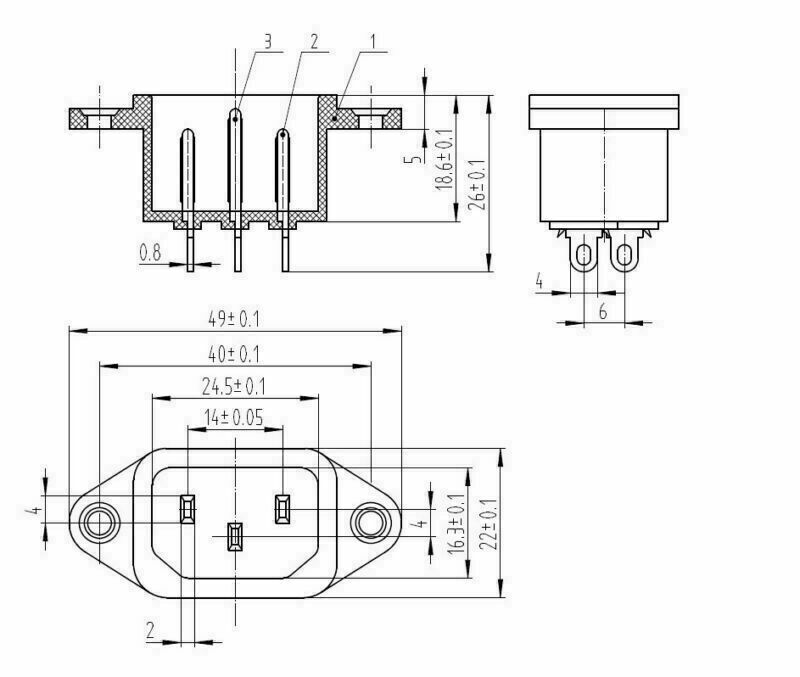 5X IEC320 C14 3 Pin Screw Mount Male Power Socket 10A 250V For Boat DIY AC-04 UE