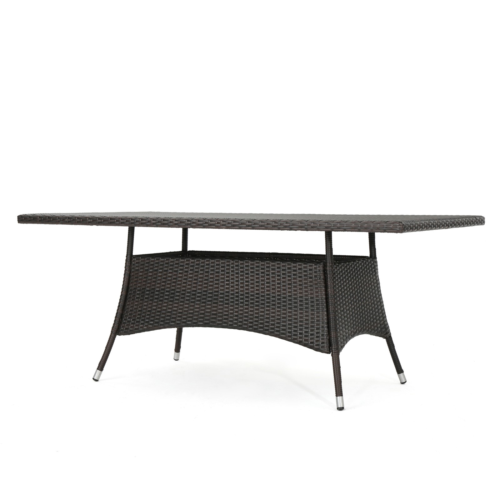 CORSICA Rectangular Outdoor Dining Table Brown PE Rattan Wicker Iron Frame