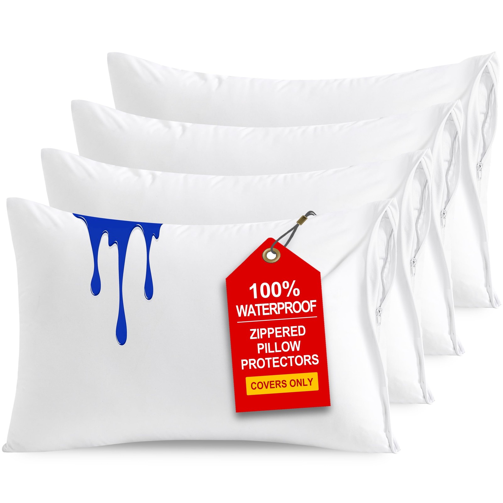 NTBAY 4 Pack Zippered Waterproof Toddler (13 x 18 Inches), White