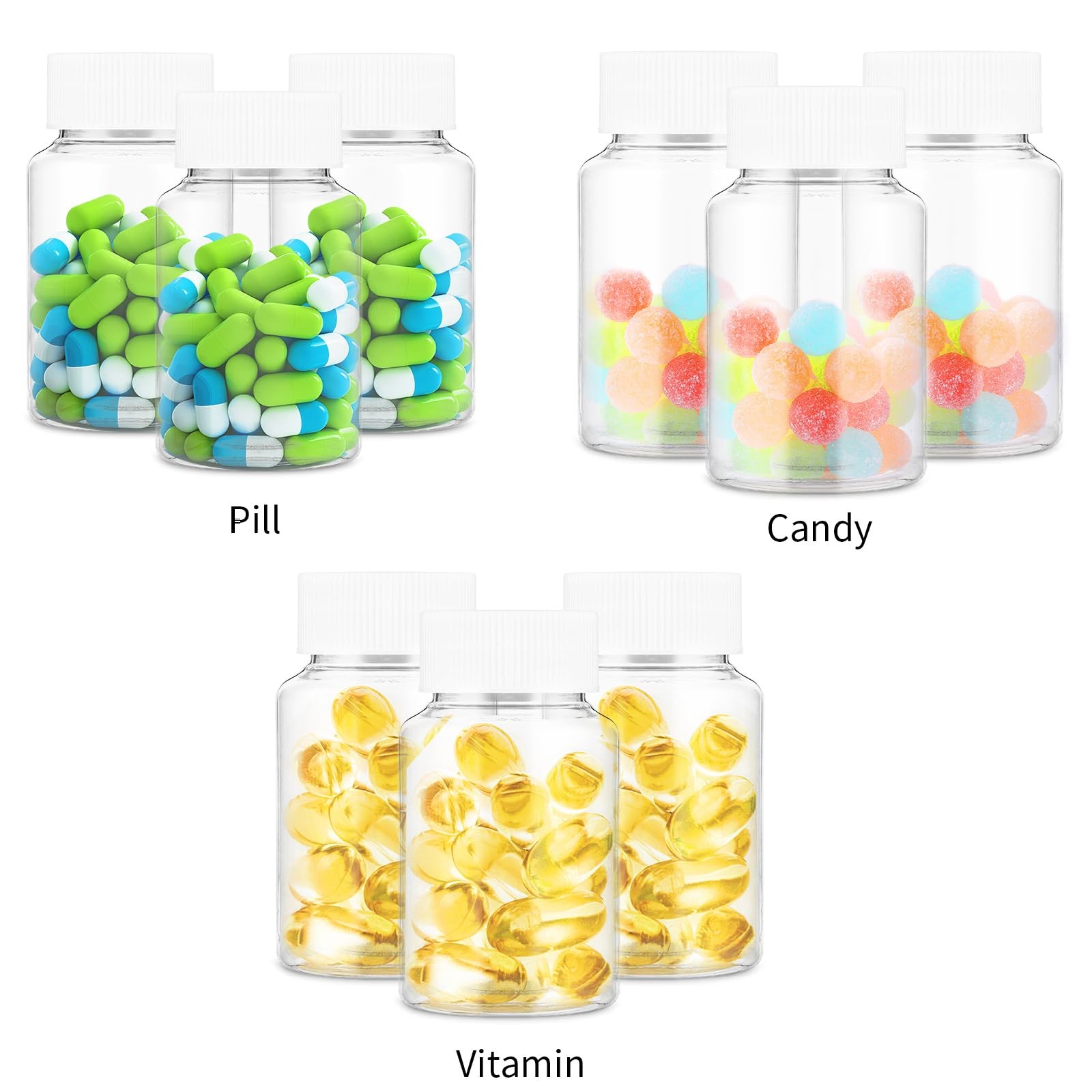 WLLHYF 4Pcs Clear Pill Bottle, 80ml Empty Clear Plastic Pill Bottles Medicine...