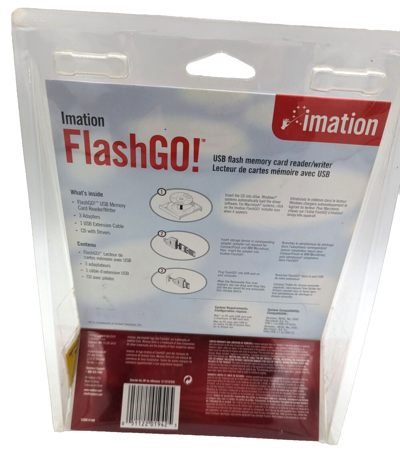 FlashGo Imation USB Flash Memory Card Reader Writer 2001 Sealed New Old Stock