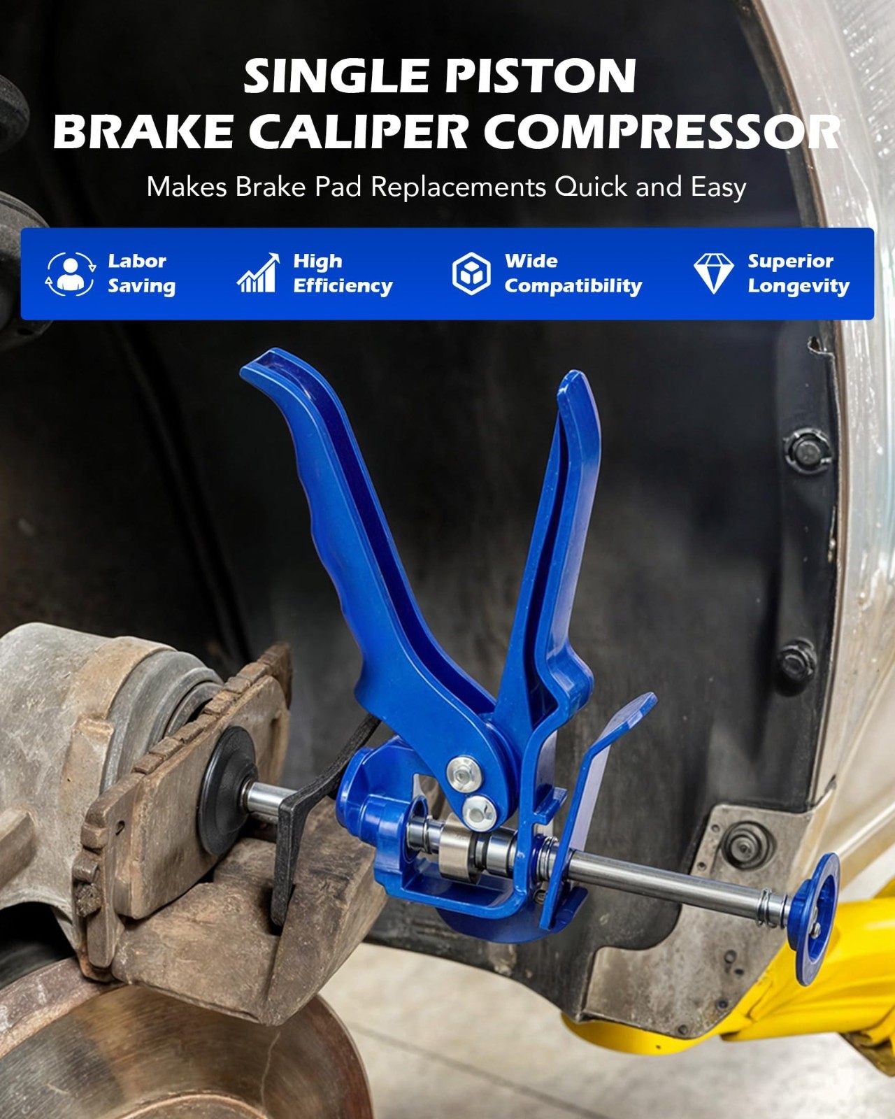 Brake Caliper Compression Tool for Brake Pad Replacement - Single & Dual Piston,