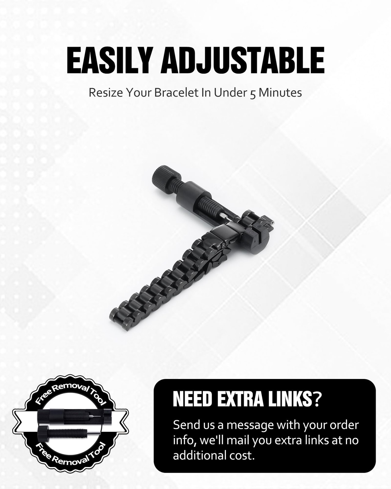 Ultra Strength Magnetic Hematite Bracelet for Men with Sizing Tool