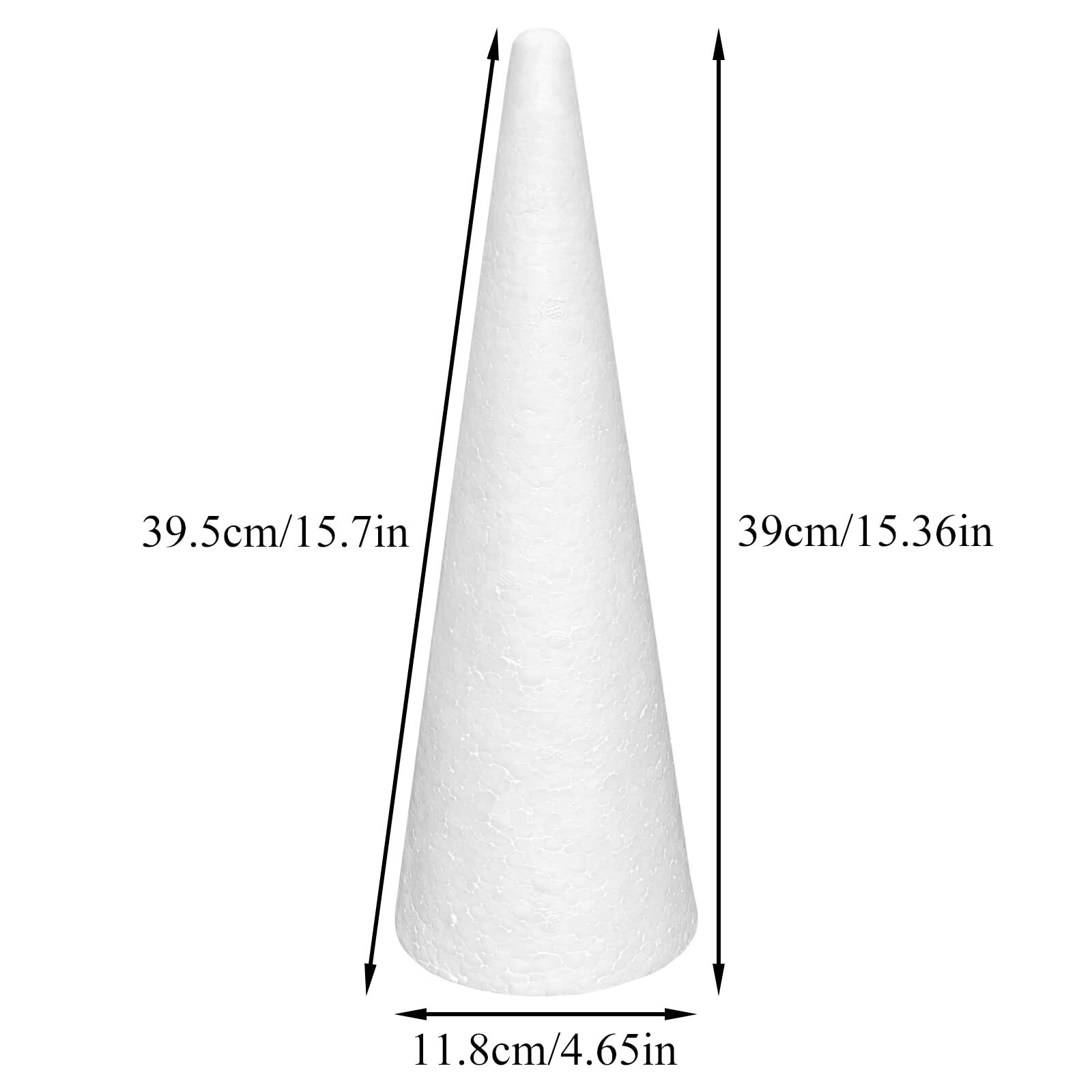 2 Pack 15.7" Foam Cones DIY Polystyrene Christmas Tree Craft Cones