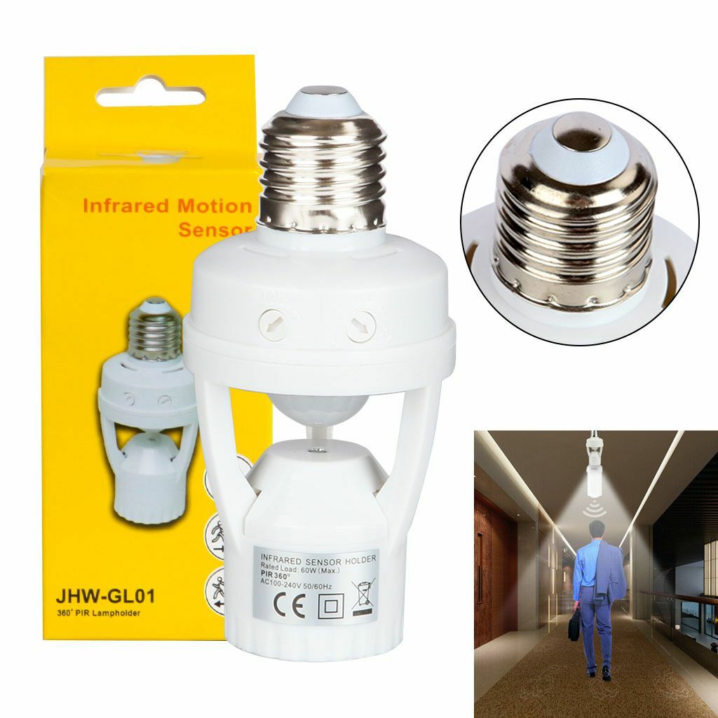 4pack E27 PIR Infrared Motion Sensor LED Light Lamp Bulb Holder Socket Switch US
