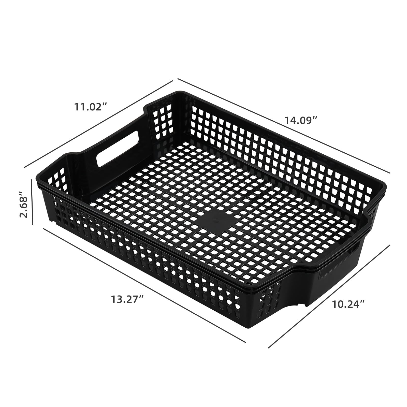 6 PCS Plastic Stacking Storage Baskets Paper Storage Basket Tray Black